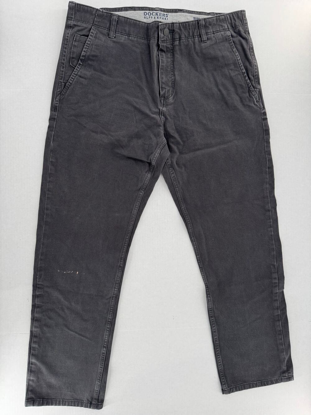 Dockers Alpha Khaki Mens 36x28 Slim Tapered Chino Pants Charcoal Black